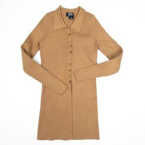 Anthropologie Maeve Ribbed Slim Cardigan Honey Brown XS Petite XSP